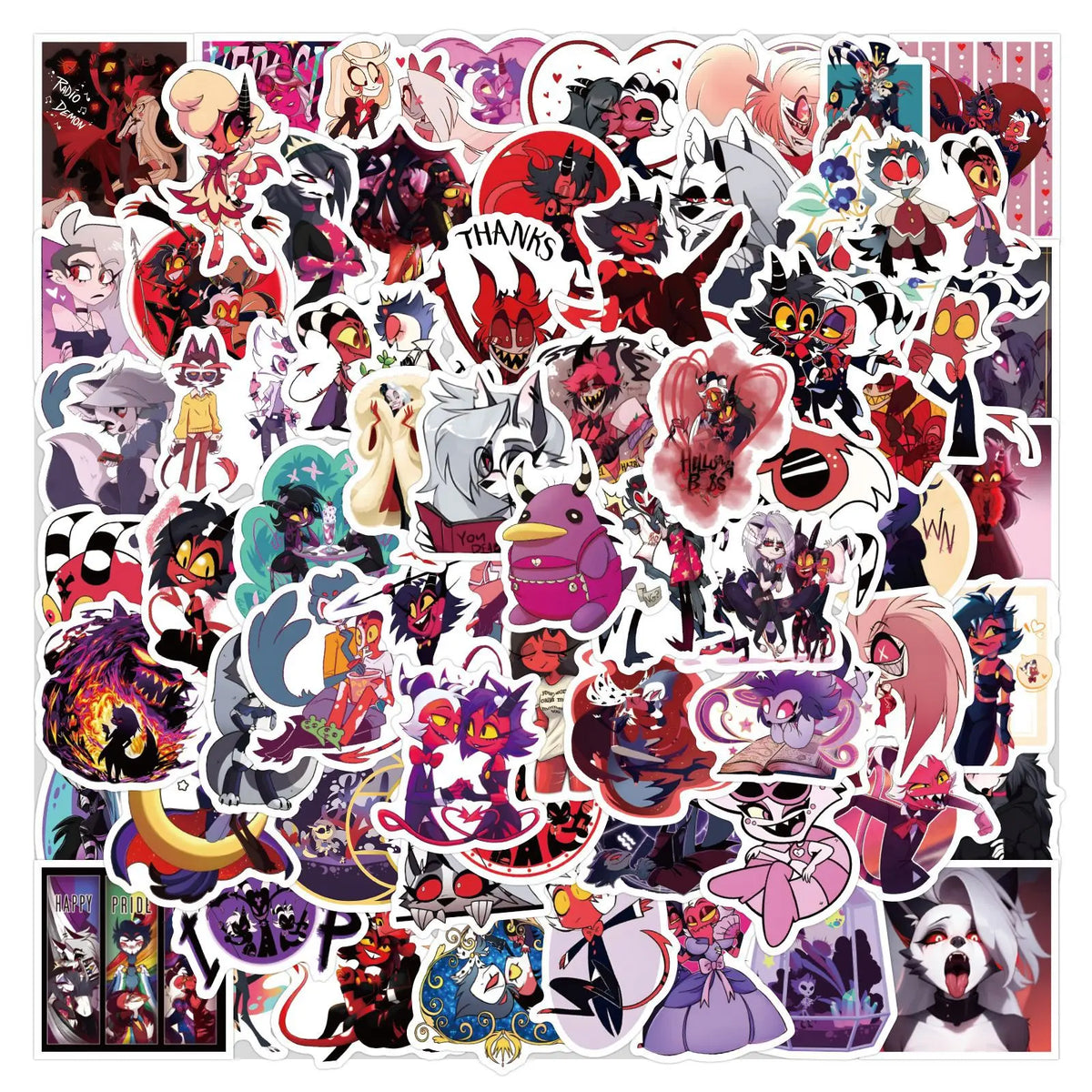 120PCS Helluva Boss Anime Stickers - Cartoon Graffiti Decals for Motorcycles, Luggage, Guitars, Laptops, and Phones