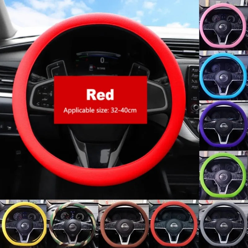 Breathable Silicone Steering Wheel Cover - Non-Slip Universal 38cm Car Wheel Protector for Summer Driving Comfort