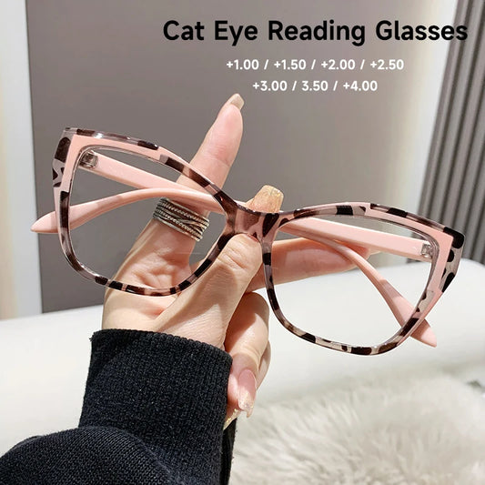 Fashion Cat Eye Reading Glasses for Women – Anti Blue Light Blocker Eyeglasses, Double Color Frame Computer Readers