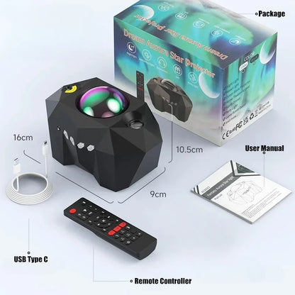 Aurora Galaxy Star Projector Night Light – Northern Lights & Moon Lamp for Bedroom Decor | Bluetooth Music, Starry Sky Atmosphere Nightlight