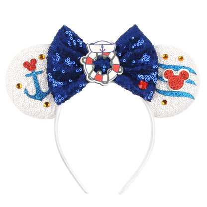 Disney Cartoon Mouse Ears Headband - Sequin Bow Hair Accessory for Girls, Birthday Parties & Cosplay