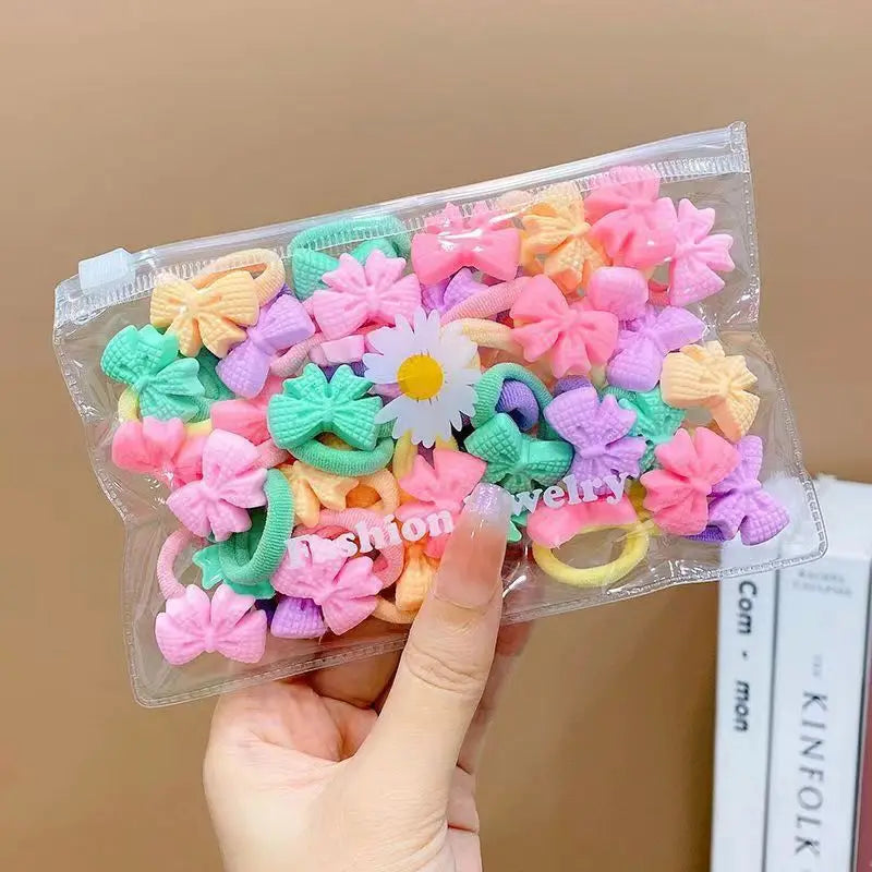 10/20PCS Cute Cartoon Hair Bands – Soft Elastic Scrunchies for Girls & Kids, Gentle on Hair