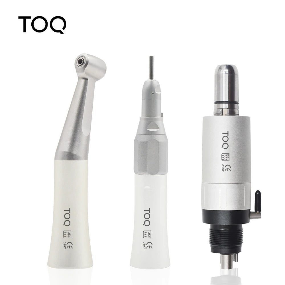 Dental Low Speed Handpiece Kit – Mini Air Motor with 4-Hole Contra Angle & Straight Handpiece for Dentists