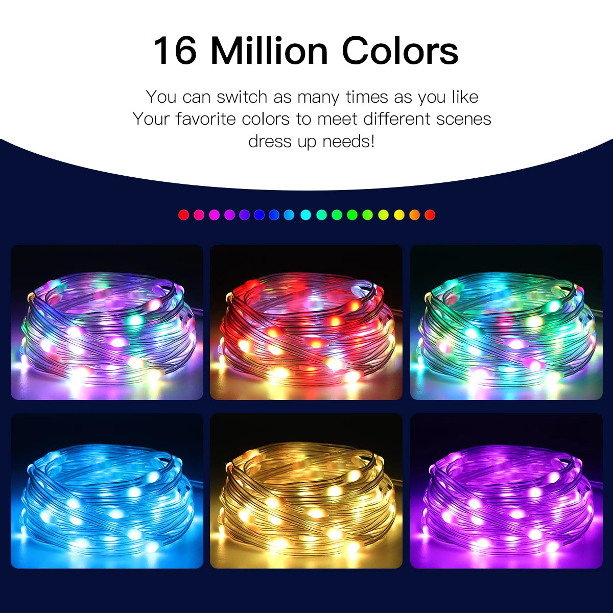 40M RGB LED String Lights - Smart Bluetooth Music Outdoor Fairy Lights with IP65 Waterproof Holiday Party Lighting