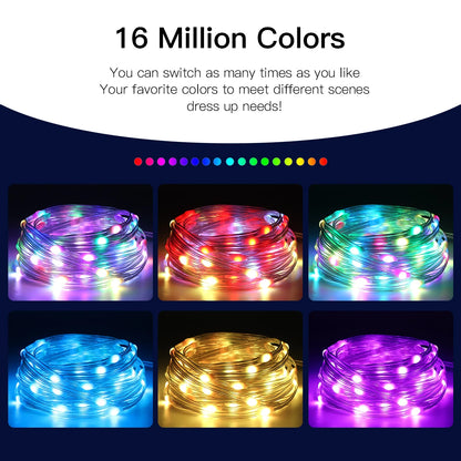 40M RGB LED String Lights - Smart Bluetooth Music Outdoor Fairy Lights with IP65 Waterproof Holiday Party Lighting