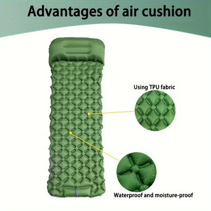 Ultralight Inflatable Camping Mattress with Pillows - Outdoor Sleeping Pad with Built-In Pump for Hiking