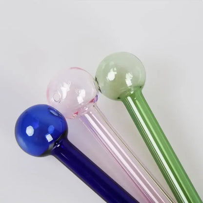 Hot 4.8 Inches Blue/Pink Reusable Glass Drinking Straws: Decorative Wedding Party Drinking Utensils - Eco-Friendly and Stylish!