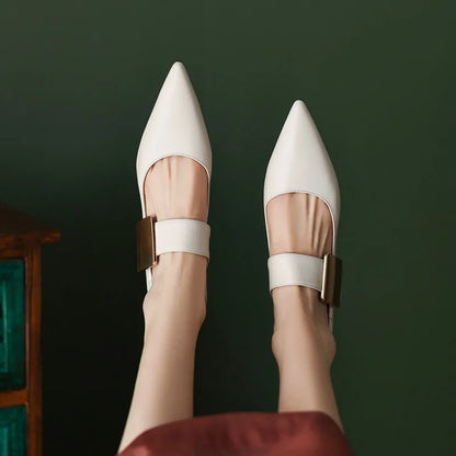 2023 Spring Women’s Suede High Thick Heel Pumps – Black & Apricot Square Toe with Metal Decoration, Elegant Lady Shoes