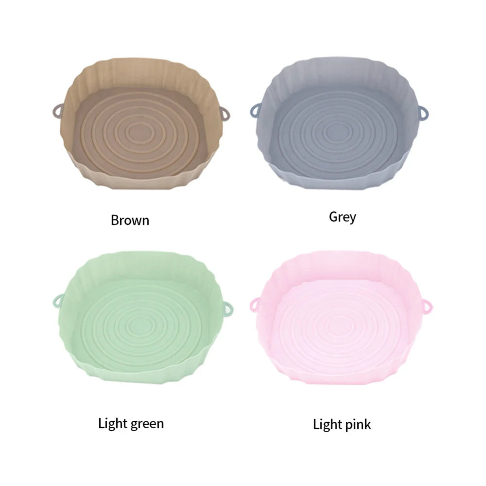 Reusable Air Fryer Silicone Pot & Baking Tray – 1/2/3PCS Basket for Pizza, Fried Chicken, Grill & Kitchen Use