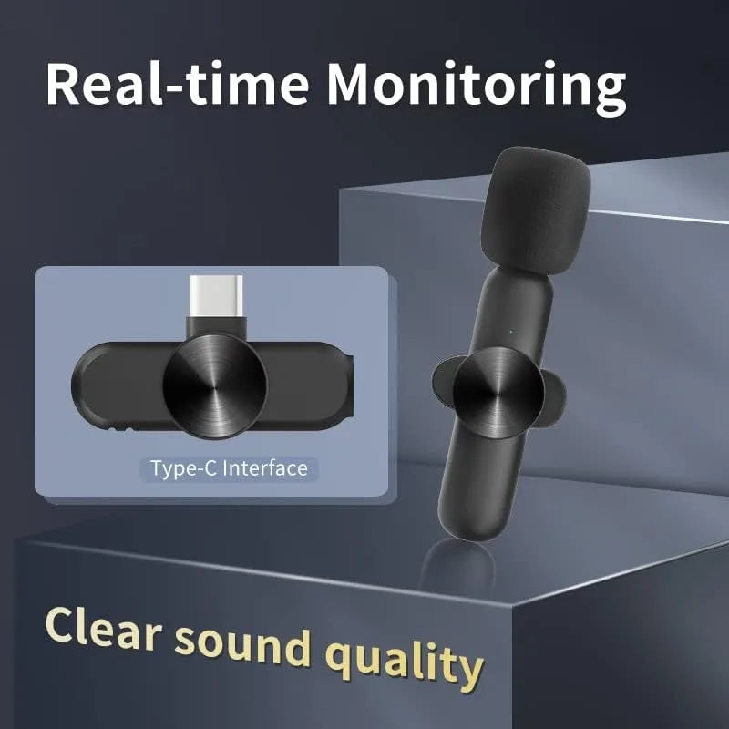 Wireless Lavalier Microphone - Noise Reduction Clip-On Mic for iPhone iPad Recording Live Stream YouTube & Facebook