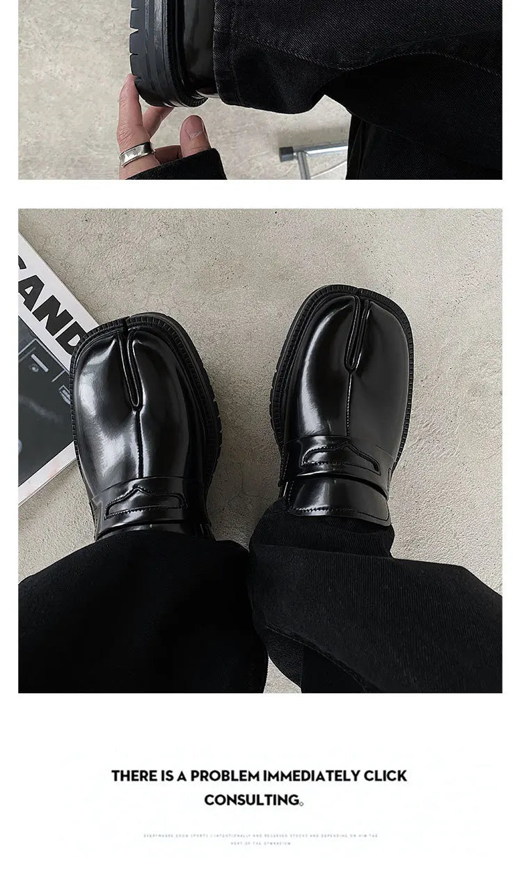 CHMURY Tabi Loafers — Men & Women Split Toe Casual Shoes, Thick Sole Patent Leather 2024