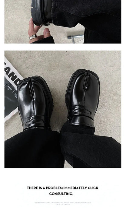 CHMURY Tabi Loafers — Men & Women Split Toe Casual Shoes, Thick Sole Patent Leather 2024