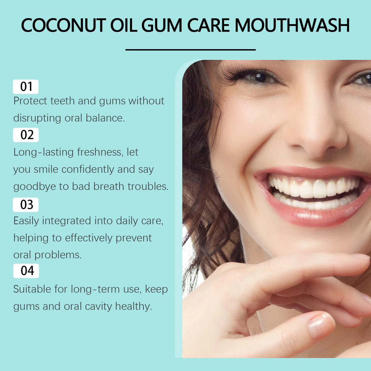 Coconut Mint Oil Pulling Mouthwash - Alcohol-Free Oral Care for Fresh Breath, Tooth Stain Care, and Daily Hygiene