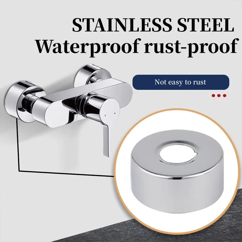 2Pcs Stainless Steel Faucet Decorative Cover – 1/2" & 3/4" Water Pipe Connector Heightening Valve Panel for Kitchen & Shower Faucet Accessories