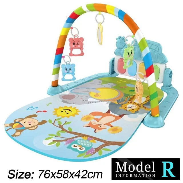Baby Fitness Play Gym - Newborn Piano Activity Mat with Music, Crawling Blanket & Early Education Toys 0-36 Months