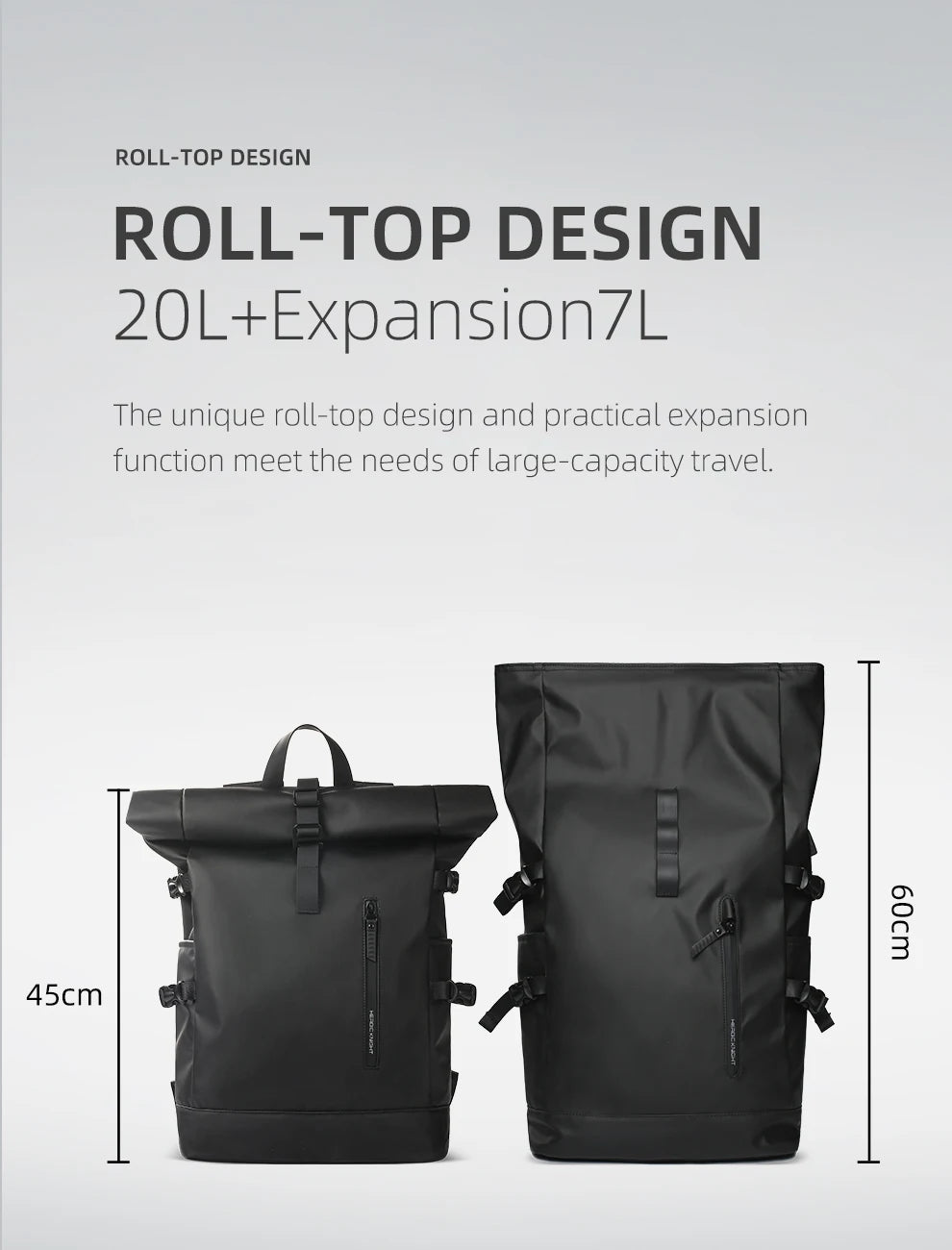 HK Expandable Travel Backpack for Men – Large Capacity Waterproof 15.6” Laptop Bag, Hiking Rucksack & Cycling Daypack with USB Port