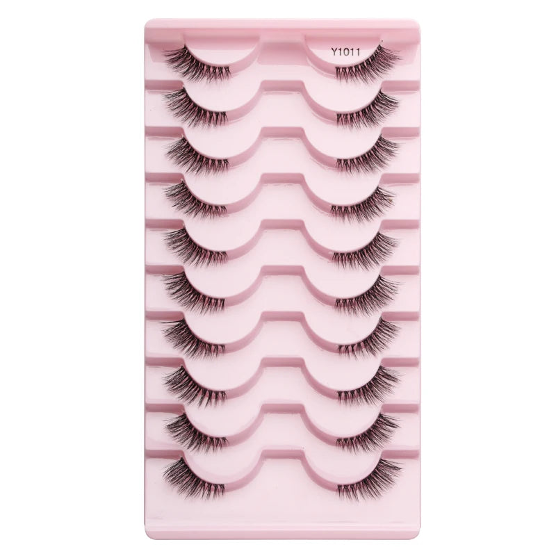 SHIDISHANGPIN 5/10 Pairs Cat Eye False Lashes – 3D Mink Half Lashes, Eyelash Extensions for Natural Makeup, Faux Cils Maquiagem