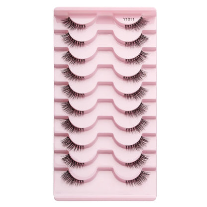 SHIDISHANGPIN 5/10 Pairs Cat Eye False Lashes – 3D Mink Half Lashes, Eyelash Extensions for Natural Makeup, Faux Cils Maquiagem