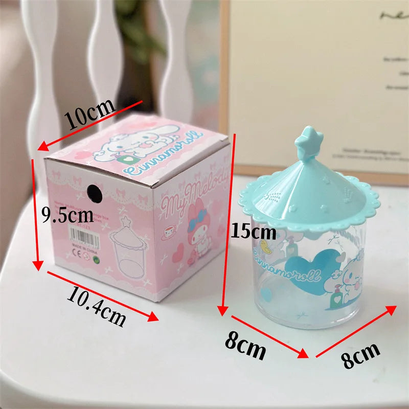 Sanrio Kuromi & Hello Kitty Cotton Swab Storage Box – Cartoon Desktop Organizer with Lid, Jewelry & Accessory Storage Tube Container