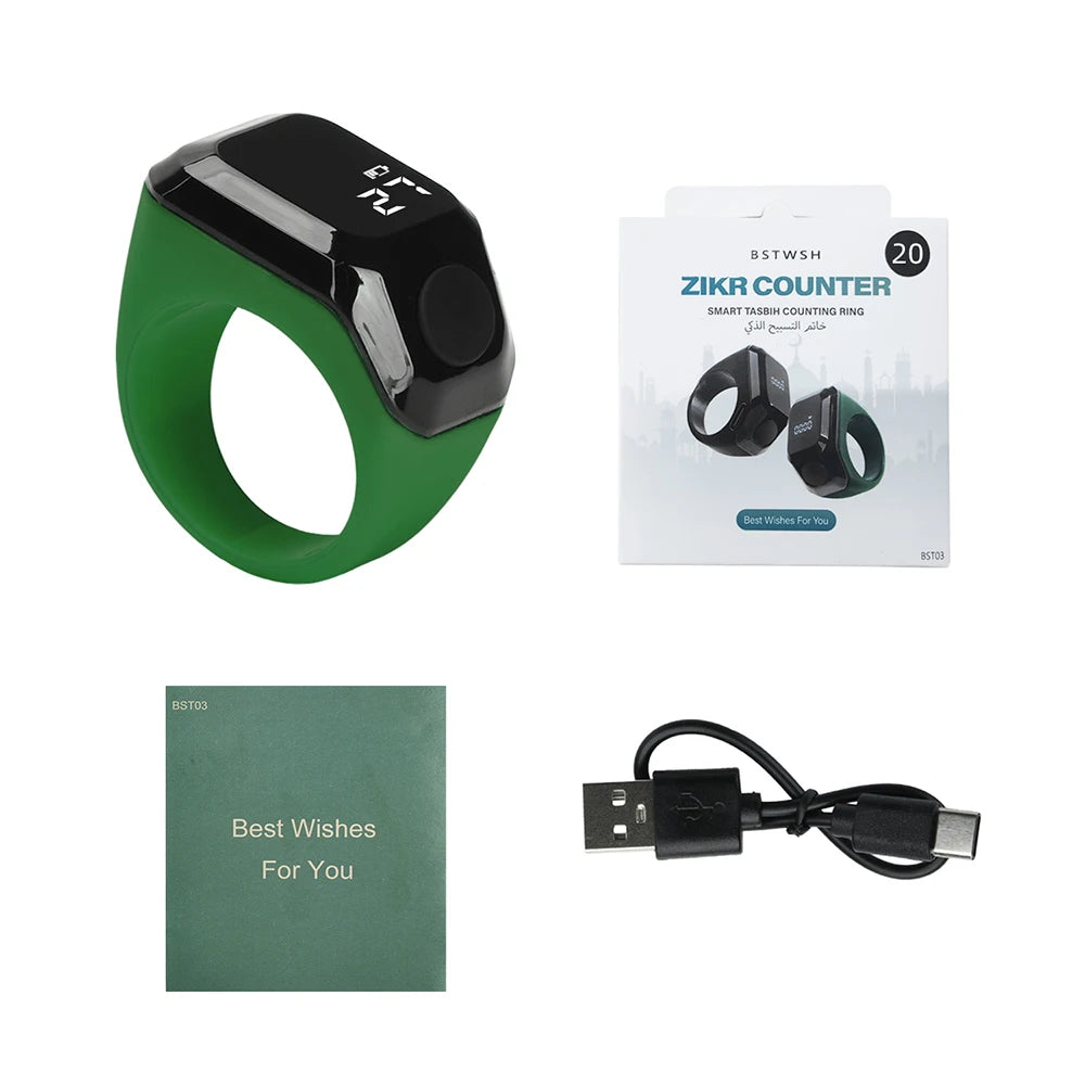 Digital Ring Counter - Bluetooth App Control OLED Display Rechargeable Prayer Counter