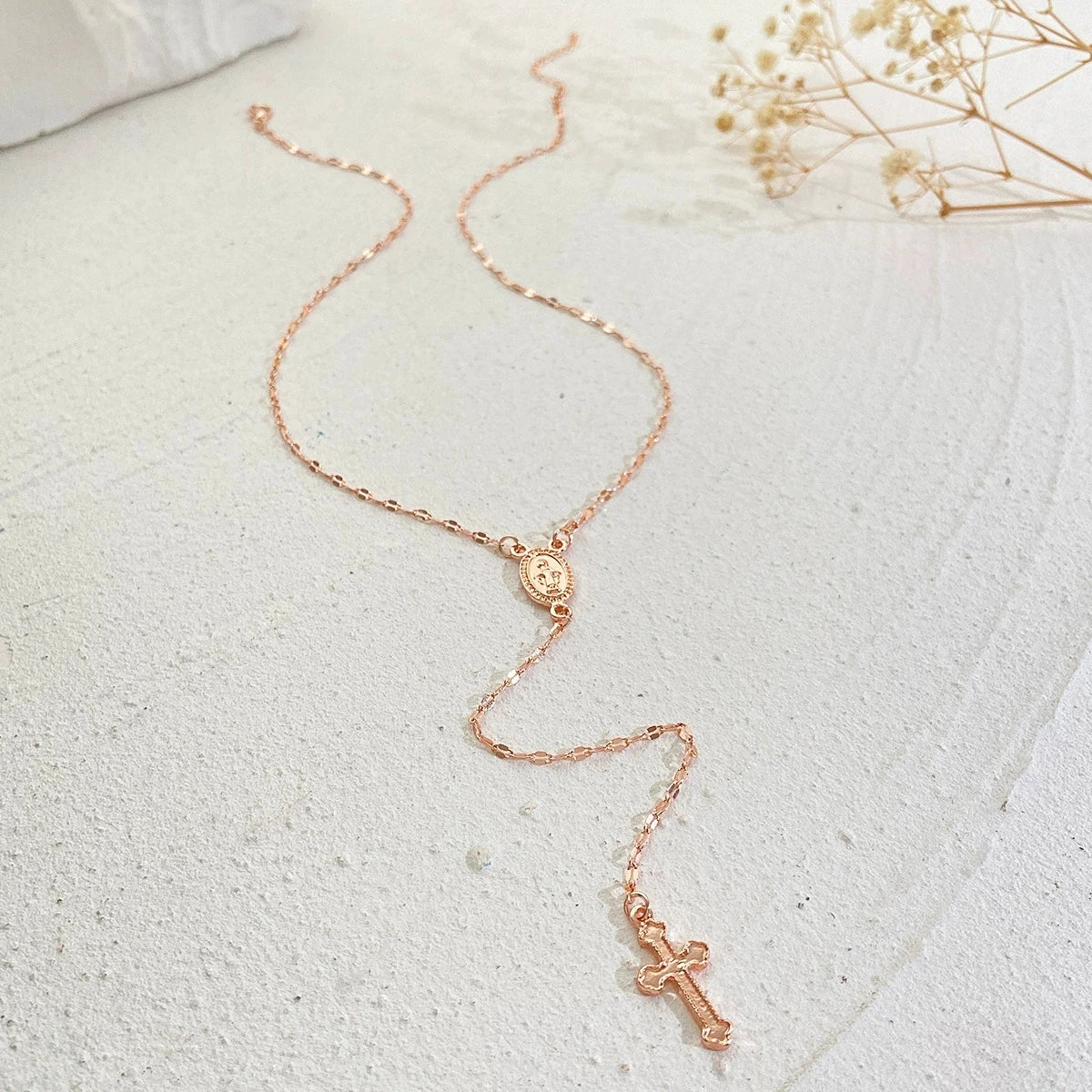 Fashion Christian Cross Necklace for Women – Gold & Silver Color Rosary Pendant Chain Choker Religious Jewelry Accessories