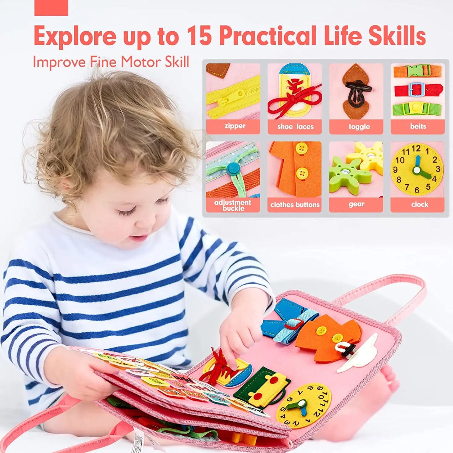 Montessori Toddler Busy Board – Educational Travel Toy for Motor Skills & Baby Learning, Perfect Christmas Gift