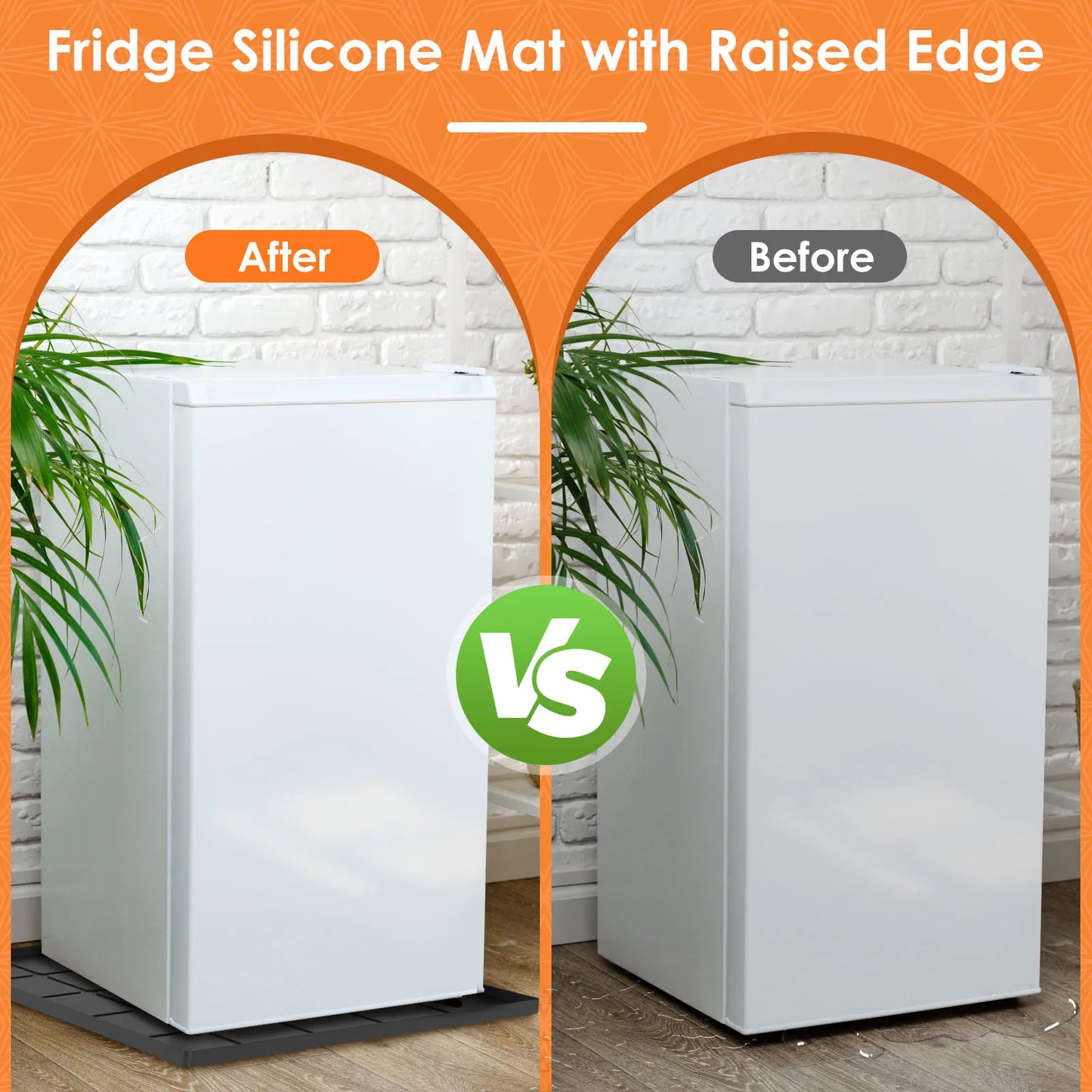 Mini Fridge & Appliance Silicone Mat 60x60cm – Non-Slip Drip Pan with Raised Edges for Floor Protection