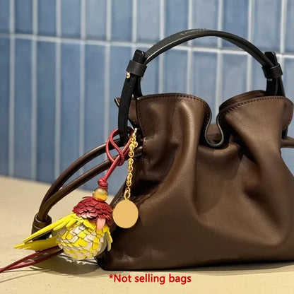 Genuine Leather Parrot Bird Bag Charm – High-End Durable Handmade Fashion Accessory for Women’s Bags, Exquisite Decorative Pendant