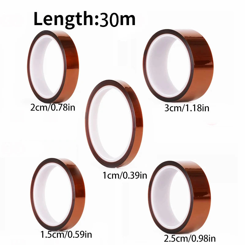 30m Gold Finger High-Temp Polyimide Tape – Anti-Static PET Insulation Tape for Lithium Batteries, Multi-Size Options