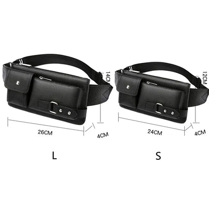 Fashion Leather Waist Bag Fanny Pack – Large Phone Belt Bag for Men & Women, Casual Outdoor Travel Crossbody Purse