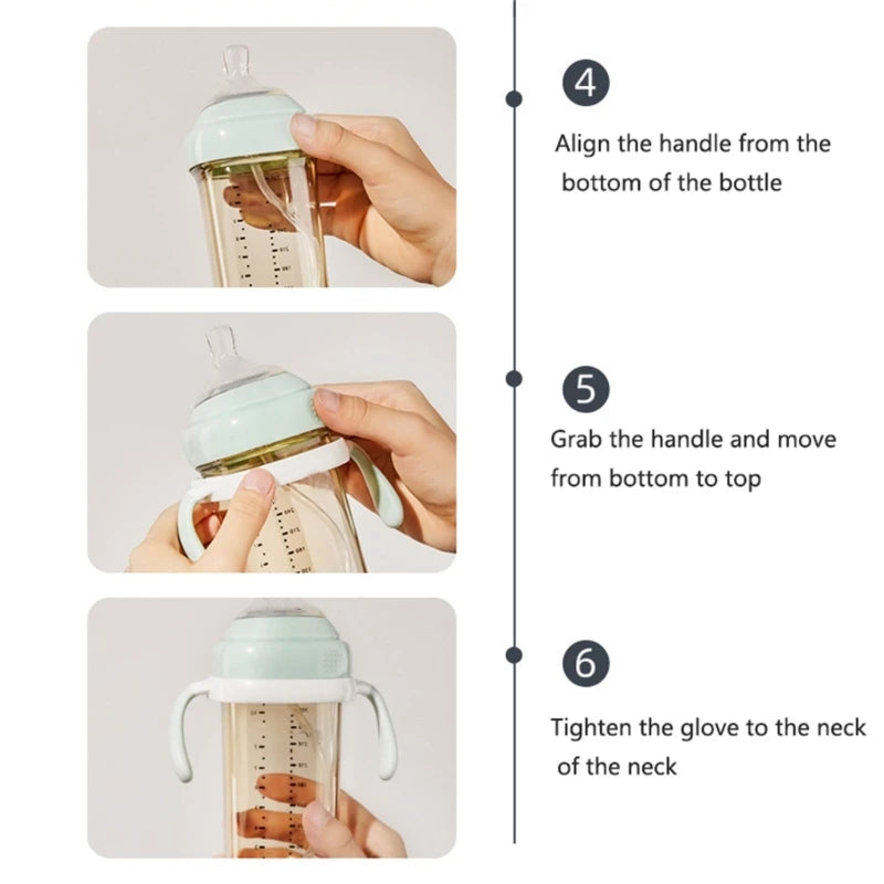 Square Handle Feeding Bottle – Lightweight, Easy Grasp for Baby 6M+, Hegen Bottle Cover Replacement