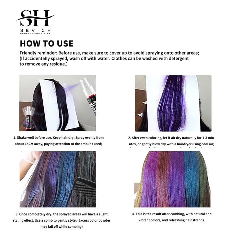 Temporary Hair Color Spray - Washable Instant Hair Dye for Multi-Color Salon Styling, Parties & DIY Looks