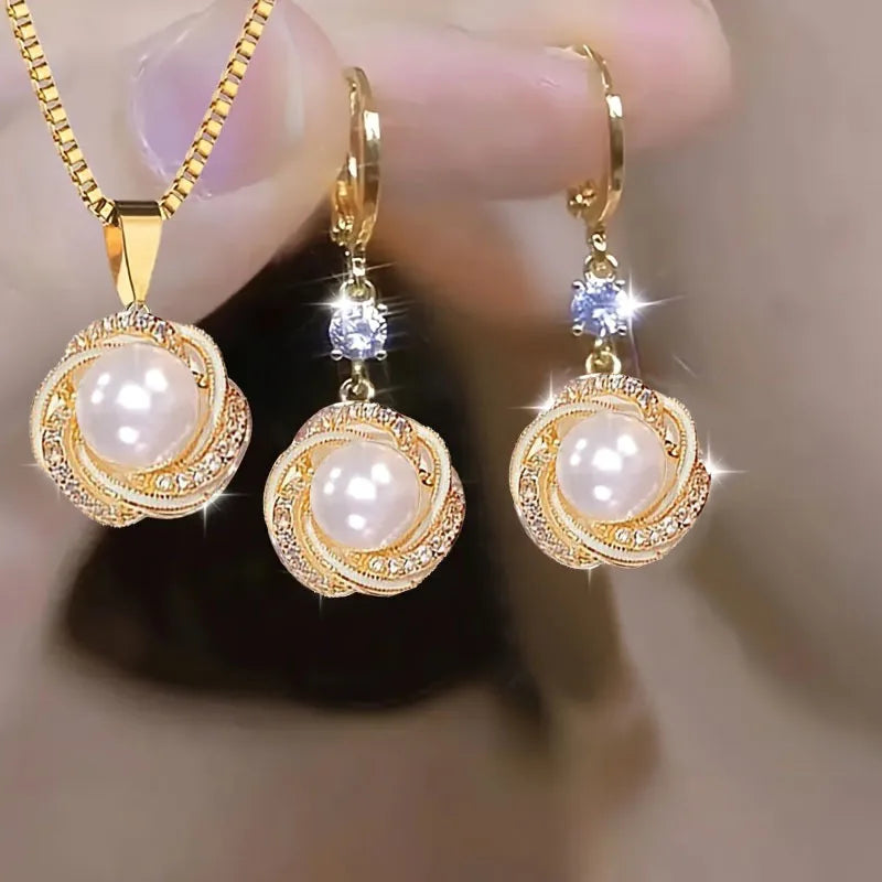 3pcs Zircon Jewelry Set for Women – Elegant Necklace & Earrings, Trendy Party Accessories, Birthday Gift