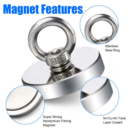 Super Powerful Neodymium Magnets N52 - Strong Magnet for Magnetic Fishing, Search Hook, Magneat Magnetti, Neomidium Imans