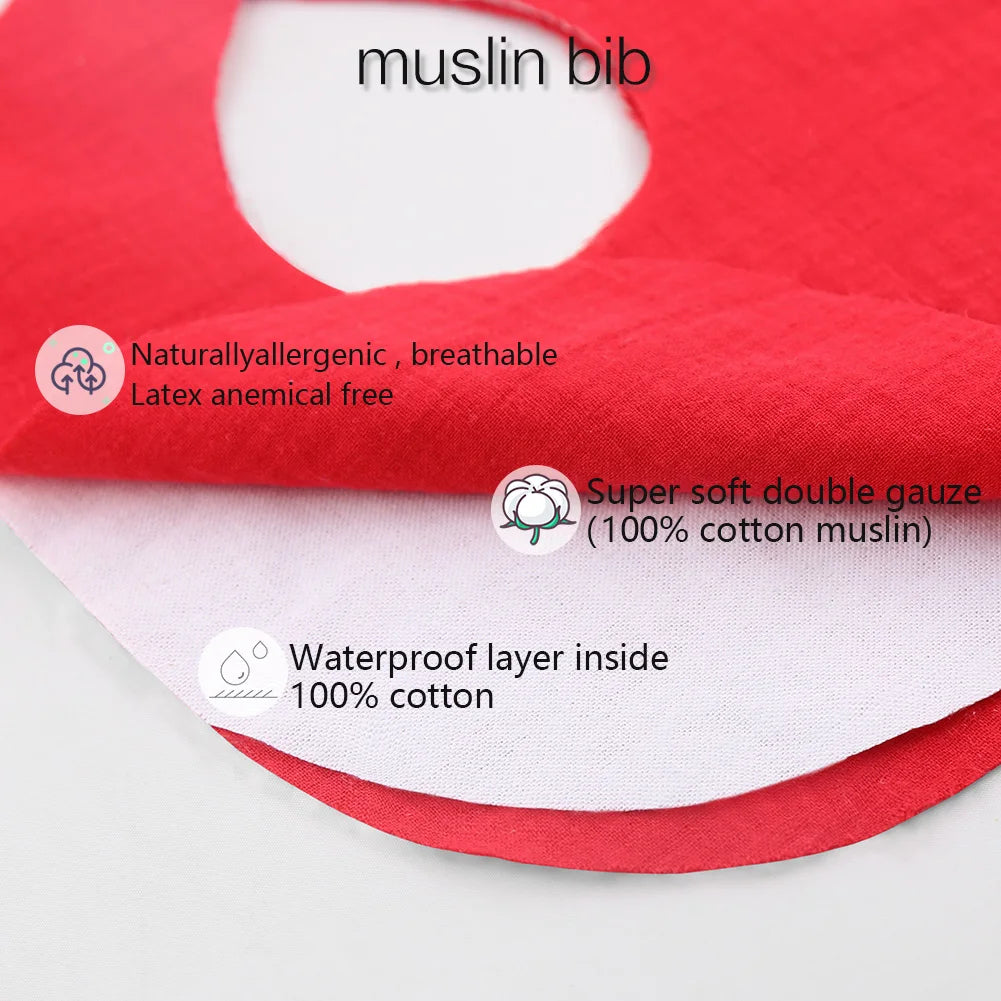 3PCS Baby Bib Set – Solid Muslin Cotton & Bamboo Feeding Drool Burp Cloth with Tassel Lace, Adjustable Infant Scarf for Boys & Girls