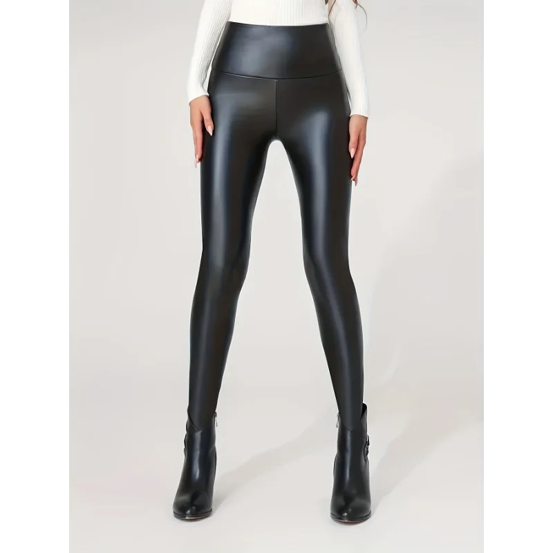 Women’s High Waisted Faux Leather Leggings – Sexy Tight Colorful Yoga Pants for Women