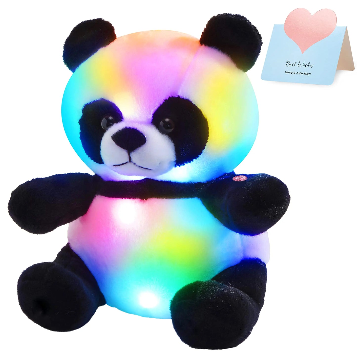 LED Panda Plush Toy - Glow-in-the-Dark Soft Stuffed Bear with Night Light for Kids