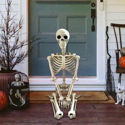 Halloween Life Size Human Skeleton Decoration — Realistic Body Bones with Posable Joints for Haunted House Horror Props