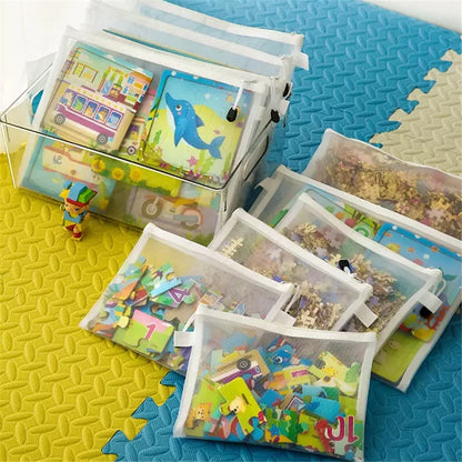 8pcs Zipper Mesh Storage Bags – 3 Sizes Waterproof Clear Document & Travel Organizer Pouches with Zipper for Office Supplies