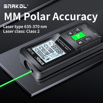 Snakol Laser Tape Measure 120M - Green Laser Distance Meter, High Accuracy Roulette with Multiple Measurement Functions, Electronic Ruler