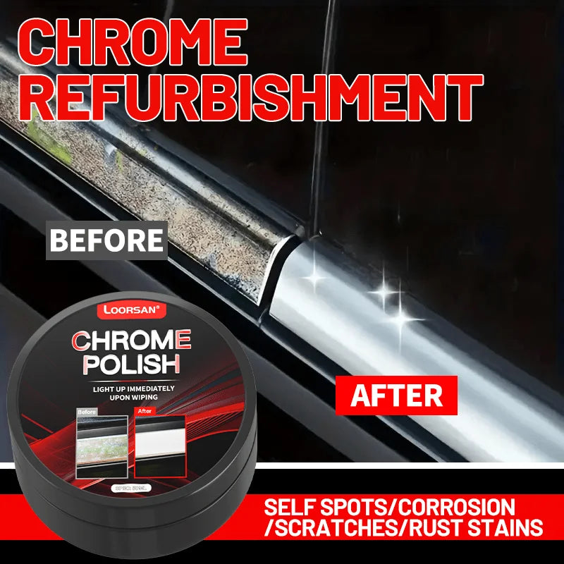 Chrome Restoration Paste for Vehicles - Oxidized Trim & Emblem Cleaner with Application Sponge