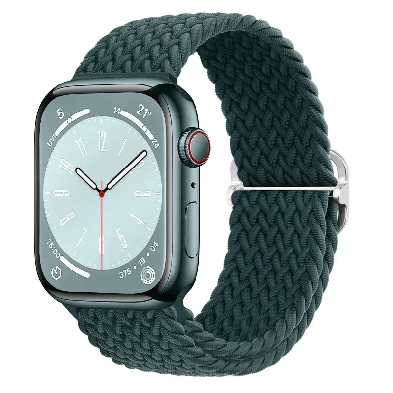 Braided Nylon Apple Watch Band – Adjustable Sport Strap Compatible with Ultra 2, Series 10/9/8/7/6/SE (40–49mm) Wrist Bracelet