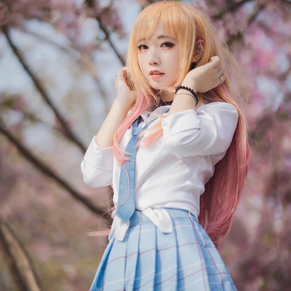 Kitagawa Marin Cosplay Costume — My Dress-Up Darling Anime School Uniform Dress with Wig & Earrings for Girls