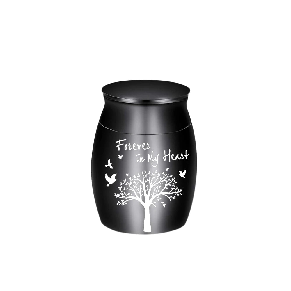 7-Color Small Keepsake Urn – Tree of Life Mini Cremation Urn for Human Ashes, Aluminum Memorial Holder