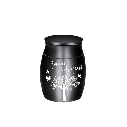 7-Color Small Keepsake Urn – Tree of Life Mini Cremation Urn for Human Ashes, Aluminum Memorial Holder