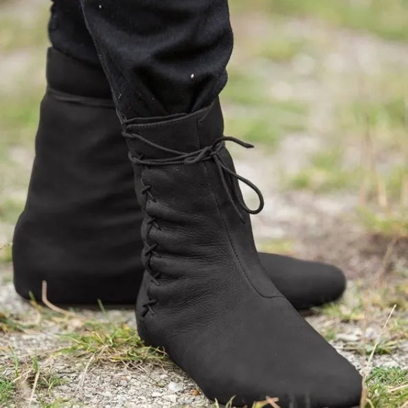 Medieval Cosplay Leather Boots - Retro Knight Hunter Prince Pirate Lace-Up Halloween Shoes