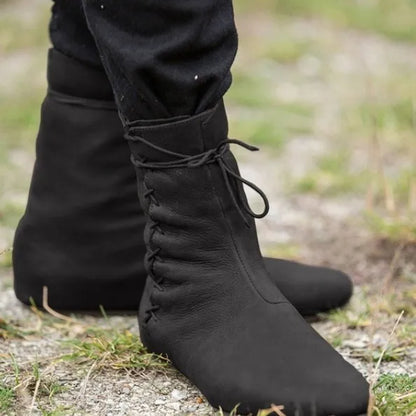 Medieval Cosplay Leather Boots - Retro Knight Hunter Prince Pirate Lace-Up Halloween Shoes