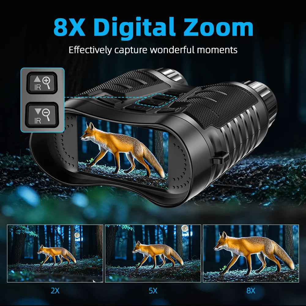 Maxgeek NV2181 4K Night Vision Binoculars – 8X Digital Zoom, 1080P, IP54 Waterproof, 3.2" HD TFT Screen