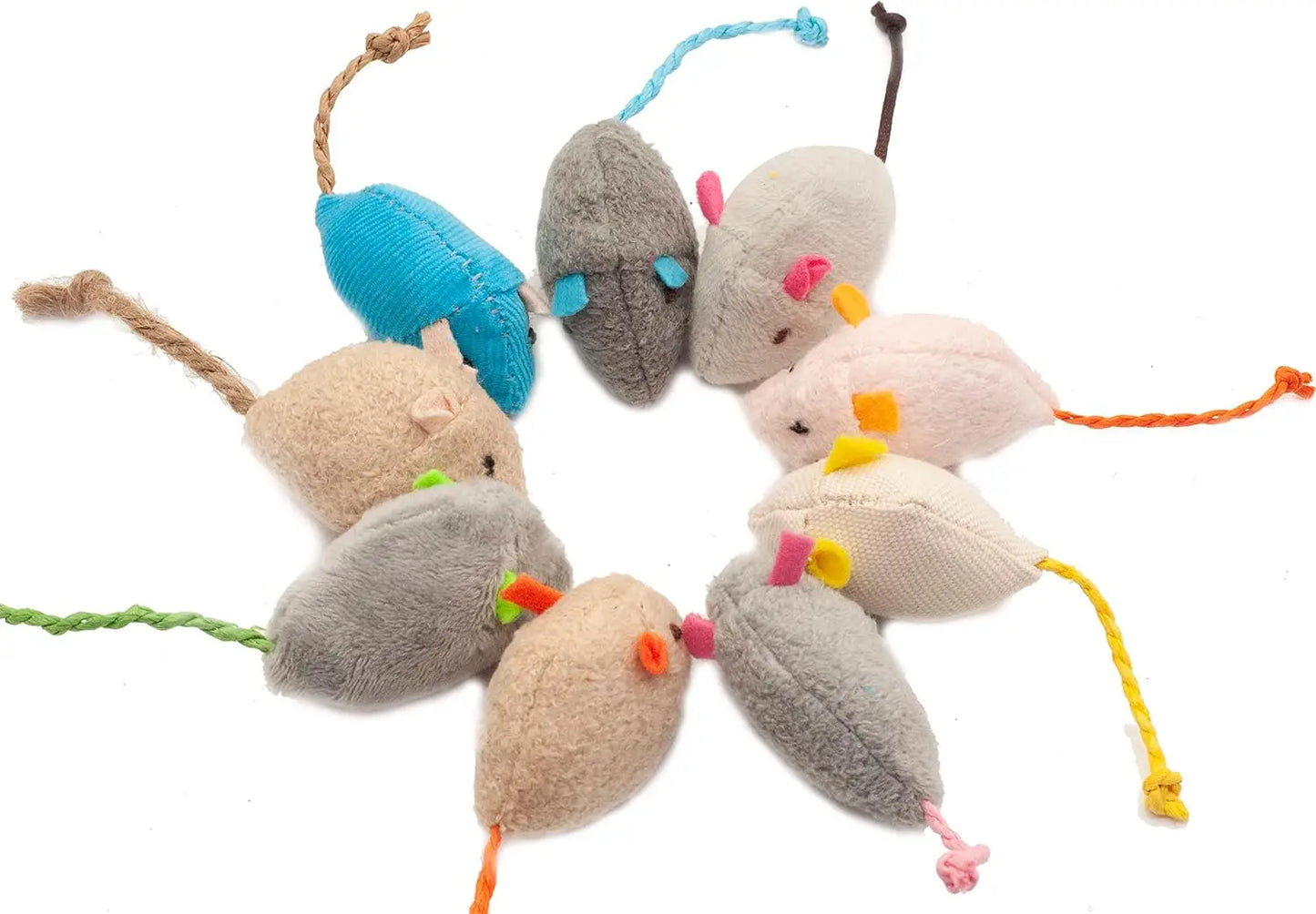 Catnip Rattle Mouse Toys – 3/200pcs Faux Fur Cat Mice Interactive Indoor Cat Play Set