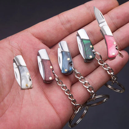 5cm Mini Folding Knife Keychain – Acrylic & Brass Portable Blade Pendant for Camping, Outdoor, and Everyday Carry
